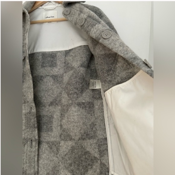 BNWT- Aritzia Wilfred Free Ganna Wool Jacket Diamond Print Grey (XXS) - Picture 6 of 12